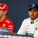Lewis Hamilton, Mercedes AMG F1 and Sebastian Vettel, Ferrari in press conference at Formula One World Championship, Rd13, Belgian Grand Prix, Qualifying, Spa Francorchamps, Belgium, Saturday 25 August 2018. © Manuel Goria/Sutton Images