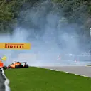 Stoffel Vandoorne, McLaren MCL33 crashes in FP3 at Formula One World Championship, Rd13, Belgian Grand Prix, Qualifying, Spa Francorchamps, Belgium, Saturday 25 August 2018. © Mark Sutton/Sutton Images