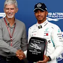 Damon Hill, Sky TV presents the Pirelli Pole Position Award to Lewis Hamilton, Mercedes AMG F1 in parc ferme at Formula One World Championship, Rd13, Belgian Grand Prix, Qualifying, Spa Francorchamps, Belgium, Saturday 25 August 2018. © Glenn Dunbar/LAT/Sutton Images
