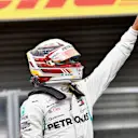 Pole sitter Lewis Hamilton, Mercedes AMG F1 celebrates in parc ferme at Formula One World Championship, Rd13, Belgian Grand Prix, Qualifying, Spa Francorchamps, Belgium, Saturday 25 August 2018. © Jerry Andre/Sutton Images