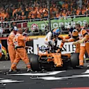 Fernando Alonso, McLaren MCL33 getting out of his crashed car at Formula One World Championship, Rd13, Belgian Grand Prix, Race, Spa Francorchamps, Belgium, Sunday 26 August 2018. © Jose Rubio/Sutton Images