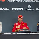 (L to R): Lewis Hamilton, Mercedes AMG F1, Sebastian Vettel, Ferrari and mbp in the press confrence at Formula One World Championship, Rd13, Belgian Grand Prix, Race, Spa Francorchamps, Belgium, Sunday 26 August 2018. © Manuel Goria/Sutton Images