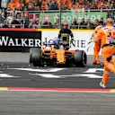 Fernando Alonso, McLaren MCL33 crashed at the start of the race at Formula One World Championship, Rd13, Belgian Grand Prix, Race, Spa Francorchamps, Belgium, Sunday 26 August 2018. © Steven Tee/LAT/Sutton Images