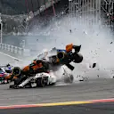 Fernando Alonso, McLaren MCL33 crashes and gets airbourne at the start of the race at Formula One World Championship, Rd13, Belgian Grand Prix, Race, Spa Francorchamps, Belgium, Sunday 26 August 2018. © Mark Sutton/Sutton Images
