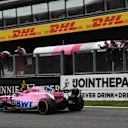 Esteban Ocon, Racing Point Force India VJM11 crosses the line at Formula One World Championship, Rd13, Belgian Grand Prix, Race, Spa Francorchamps, Belgium, Sunday 26 August 2018. © Mark Sutton/Sutton Images