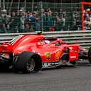 Kimi Raikkonen, Ferrari SF71H with rear puncture on lap one at Formula One World Championship, Rd13, Belgian Grand Prix, Race, Spa Francorchamps, Belgium, Sunday 26 August 2018. © Manuel Goria/Sutton Images
