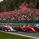 Esteban Ocon, Racing Point Force India F1 Team celebrates in parc ferme at Formula One World Championship, Rd13, Belgian Grand Prix, Qualifying, Spa Francorchamps, Belgium, Saturday 25 August 2018. © Steven Tee/LAT/Sutton Images