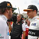 Fernando Alonso, McLaren and Stoffel Vandoorne, McLaren on the grid at Formula One World Championship, Rd13, Belgian Grand Prix, Race, Spa Francorchamps, Belgium, Sunday 26 August 2018. © Mark Sutton/Sutton Images