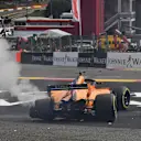 Fernando Alonso, McLaren MCL33 crashes at the start of the race at Formula One World Championship, Rd13, Belgian Grand Prix, Race, Spa Francorchamps, Belgium, Sunday 26 August 2018. © Mark Sutton/Sutton Images