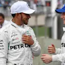 Lewis Hamilton, Mercedes AMG F1 and Valtteri Bottas, Mercedes AMG F1 in Parc Ferme at Formula One World Championship, Rd20, Brazilian Grand Prix, Qualifying, Interlagos, Sao Paulo, Brazil, Saturday 10 November 2018.