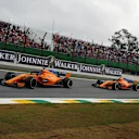 Fernando Alonso, McLaren MCL33 leads Stoffel Vandoorne, McLaren MCL33  at Formula One World Championship, Rd20, Brazilian Grand Prix, Race, Interlagos, Sao Paulo, Brazil, Sunday 11 November 2018.