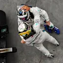 Lewis Hamilton, Mercedes AMG F1 and Valtteri Bottas, Mercedes AMG F1 W09 EQ Power+ celebrate in Parc Ferme at Formula One World Championship, Rd20, Brazilian Grand Prix, Race, Interlagos, Sao Paulo, Brazil, Sunday 11 November 2018.