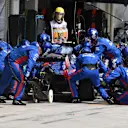 Pierre Gasly, Toro Rosso STR13 pit stop at Formula One World Championship, Rd20, Brazilian Grand Prix, Race, Interlagos, Sao Paulo, Brazil, Sunday 11 November 2018.