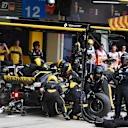 Nico Hulkenberg, Renault Sport F1 Team R.S. 18 pit stop at Formula One World Championship, Rd20, Brazilian Grand Prix, Race, Interlagos, Sao Paulo, Brazil, Sunday 11 November 2018.