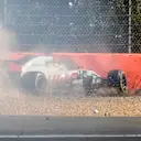 Romain Grosjean (FRA) Haas VF-18 crashing at Formula One World Championship, Rd10, British Grand Prix, Practice, Silverstone, England, Friday 6 July 2018. © Steven Tee/Lat/Sutton Images