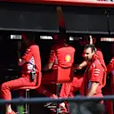 Ferrari pit wall gantry at Formula One World Championship, Rd10, British Grand Prix, Preparations, Silverstone, England, Thursday 5 July 2018. © Mark Sutton/Sutton Images