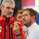 Sebastian Vettel (GER) Ferrari and Maurizio Arrivabene (ITA) Ferrari Team Principal at Formula One World Championship, Rd10, British Grand Prix, Practice, Silverstone, England, Friday 6 July 2018. © Mark Sutton/Sutton Images