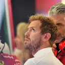 	 Sebastian Vettel (GER) Ferrari and Maurizio Arrivabene (ITA) Ferrari Team Principal at Formula One World Championship, Rd10, British Grand Prix, Practice, Silverstone, England, Friday 6 July 2018. © Mark Sutton/Sutton Images