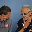 Guenther Steiner (ITA) Team Prinicipal, Haas F1 Team and Dr. Vijay Mallya (IND) Force India Formula One Team Owner in the Press Conference at Formula One World Championship, Rd10, British Grand Prix, Practice, Silverstone, England, Friday 6 July 2018. © Simon Galloway/Sutton Images