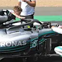 Pole sitter Lewis Hamilton (GBR) Mercedes-AMG F1 W09 EQ Power+ celebrates in parc ferme at Formula One World Championship, Rd10, British Grand Prix, Qualifying, Silverstone, England, Saturday 7 July 2018. © Simon Galloway/Sutton Images