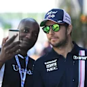 Sergio Perez (MEX) Force India fans selfie at Formula One World Championship, Rd10, British Grand Prix, Qualifying, Silverstone, England, Saturday 7 July 2018. © Simon Galloway/Sutton Images