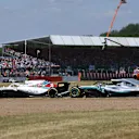 Sergey Sirotkin (RUS) Williams FW41 and Lewis Hamilton (GBR) Mercedes-AMG F1 W09 EQ Power+ at Formula One World Championship, Rd10, British Grand Prix, Race, Silverstone, England, Sunday 8 July 2018. © Simon Galloway/Sutton Images
