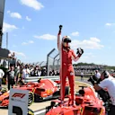 Race winner Sebastian Vettel (GER) Ferrari SF-71H celebrates in parc ferme at Formula One World Championship, Rd10, British Grand Prix, Race, Silverstone, England, Sunday 8 July 2018. © Simon Galloway/Sutton Images