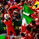 Race winner Sebastian Vettel (GER) Ferrari celebrates in parc ferme at Formula One World Championship, Rd10, British Grand Prix, Race, Silverstone, England, Sunday 8 July 2018. © Jerry Andre/Sutton Images