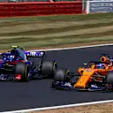 Pierre Gasly (FRA) Scuderia Toro Rosso STR13 and Fernando Alonso (ESP) McLaren MCL33 battle at Formula One World Championship, Rd10, British Grand Prix, Race, Silverstone, England, Sunday 8 July 2018. © Manuel Goria/Sutton Images