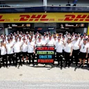 Fernando Alonso (ESP) McLaren celebrates his 300th GP with the team at Formula One World Championship, Rd7, Canadian Grand Prix, Practice, Montreal, Canada, Friday 8 June 2018. © Steven Tee/LAT/Sutton Images