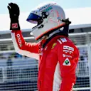Pole sitter Sebastian Vettel (GER) Ferrari celebrates in parc ferme at Formula One World Championship, Rd7, Canadian Grand Prix, Qualifying, Montreal, Canada, Saturday 9 June 2018. © Jerry Andre/Sutton Images