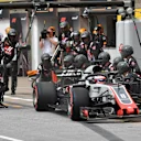 Romain Grosjean (FRA) Haas VF-18 pit stop at Formula One World Championship, Rd7, Canadian Grand Prix, Race, Montreal, Canada, Sunday10 June 2018. © Mark Sutton/Sutton Images