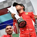 Race winner Sebastian Vettel (GER) Ferrari SF-71H celebrates on the podium and kisses the trophy at Formula One World Championship, Rd7, Canadian Grand Prix, Race, Montreal, Canada, Sunday10 June 2018. © Jerry Andre/Sutton Images