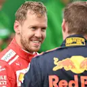 Sebastian Vettel (GER) Ferrari and Max Verstappen (NED) Red Bull Racing in parc ferme at Formula One World Championship, Rd7, Canadian Grand Prix, Race, Montreal, Canada, Sunday10 June 2018. © Simon Galloway/Sutton Images