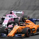 Stoffel Vandoorne (BEL) McLaren MCL33 and Sergio Perez (MEX) Force India VJM11 at Formula One World Championship, Rd7, Canadian Grand Prix, Race, Montreal, Canada, Sunday10 June 2018. © Simon Galloway/Sutton Images