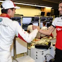 Charles Leclerc (MON) Alfa Romeo Sauber F1 Team celebrates with the team at Formula One World Championship, Rd7, Canadian Grand Prix, Race, Montreal, Canada, Sunday10 June 2018. © Mark Sutton/Sutton Images