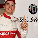 Charles Leclerc (MON) Alfa Romeo Sauber F1 Team celebrates with the team at Formula One World Championship, Rd7, Canadian Grand Prix, Race, Montreal, Canada, Sunday10 June 2018. © Mark Sutton/Sutton Images