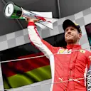 Race winner Sebastian Vettel (GER) Ferrari celebrates with the trophy on the podium at Formula One World Championship, Rd7, Canadian Grand Prix, Race, Montreal, Canada, Sunday10 June 2018. © Jerry Andre/Sutton Images