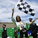 Winnie Harlow (CDN) waves a chequered flag at Formula One World Championship, Rd7, Canadian Grand Prix, Race, Montreal, Canada, Sunday10 June 2018. © Jerry Andre/Sutton Images