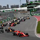 Sebastian Vettel (GER) Ferrari SF-71H leads at the start of the race at Formula One World Championship, Rd7, Canadian Grand Prix, Race, Montreal, Canada, Sunday10 June 2018. © Jerry Andre/Sutton Images