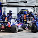 Pierre Gasly (FRA) Scuderia Toro Rosso STR13 pit stop at Formula One World Championship, Rd7, Canadian Grand Prix, Race, Montreal, Canada, Sunday10 June 2018. © Mark Sutton/Sutton Images