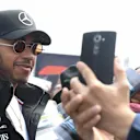 Lewis Hamilton (GBR) Mercedes-AMG F1 fans selfie at Formula One World Championship, Rd7, Canadian Grand Prix, Preparations, Montreal, Canada, Thursday 7 June 2018. © Simon Galloway/Sutton Images