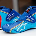 The Alpinestars boots of Fernando Alonso (ESP) McLaren to celebrate his 300th GP at Formula One World Championship, Rd7, Canadian Grand Prix, Preparations, Montreal, Canada, Thursday 7 June 2018. © Steven Tee/LAT/Sutton Images