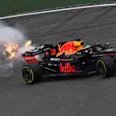 Daniel Ricciardo (AUS) Red Bull Racing RB14 with engine smoke and flames in FP3 at Formula One World Championship, Rd3, Chinese Grand Prix, Qualifying, Shanghai, China, Saturday 14 April 2018. © Jerry Andre/Sutton Images