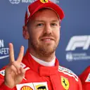 Pole sitter Sebastian Vettel (GER) Ferrari celebrates in parc ferme at Formula One World Championship, Rd3, Chinese Grand Prix, Qualifying, Shanghai, China, Saturday 14 April 2018. © Mark Sutton/Sutton Images