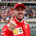 Pole sitter Sebastian Vettel (GER) Ferrari celebrates in parc ferme at Formula One World Championship, Rd3, Chinese Grand Prix, Qualifying, Shanghai, China, Saturday 14 April 2018. © Steven Tee/LAT/Sutton Images