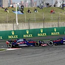 Pierre Gasly (FRA) Scuderia Toro Rosso STR13 and Brendon Hartley (NZL) Scuderia Toro Rosso STR13 collide at Formula One World Championship, Rd3, Chinese Grand Prix, Race, Shanghai, China, Sunday 15 April 2018. © Simon Galloway/Sutton Images