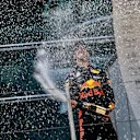 Race winner Daniel Ricciardo (AUS) Red Bull Racing celebrates on the podium with the champagne at Formula One World Championship, Rd3, Chinese Grand Prix, Race, Shanghai, China, Sunday 15 April 2018. © Jerry Andre/Sutton Images