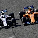 Lance Stroll (CDN) Williams FW41 and Stoffel Vandoorne (BEL) McLaren MCL33 battle at Formula One World Championship, Rd3, Chinese Grand Prix, Race, Shanghai, China, Sunday 15 April 2018. © Jerry Andre/Sutton Images