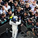 Valtteri Bottas (FIN) Mercedes-AMG F1 celebrates in parc ferme at Formula One World Championship, Rd3, Chinese Grand Prix, Race, Shanghai, China, Sunday 15 April 2018. © Mark Sutton/Sutton Images